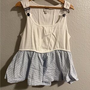 Striped White and Blue Women's sailor overalls top